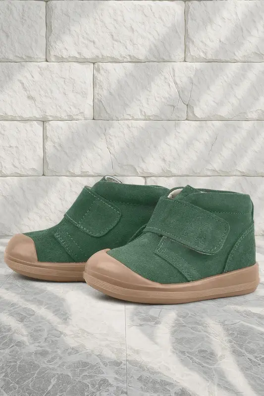 Rakerplus Yoohoo Hakiki Deri Yeşil Cırtlı Unisex Bebek Bot