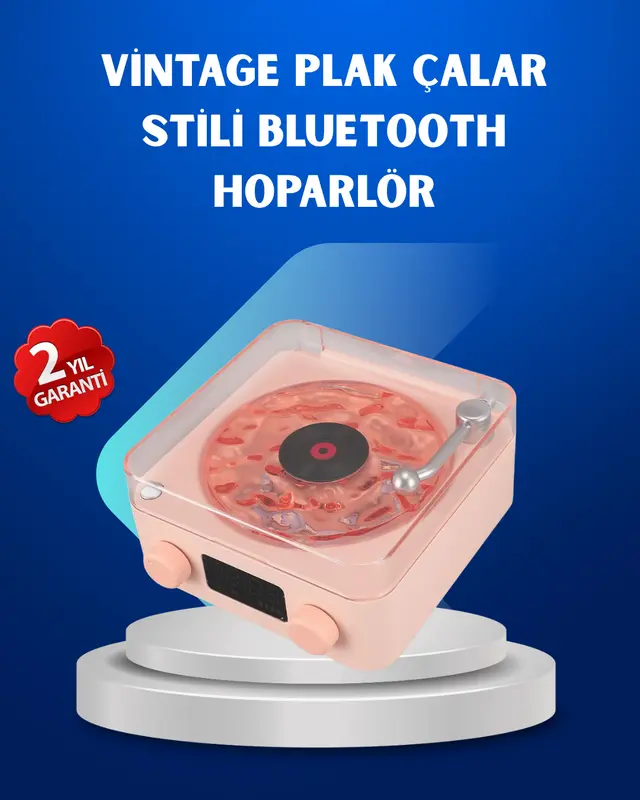 Retro Saatli Bluetooth Hoparlör – Gece Lambalı Kristal Ses Kalitesi