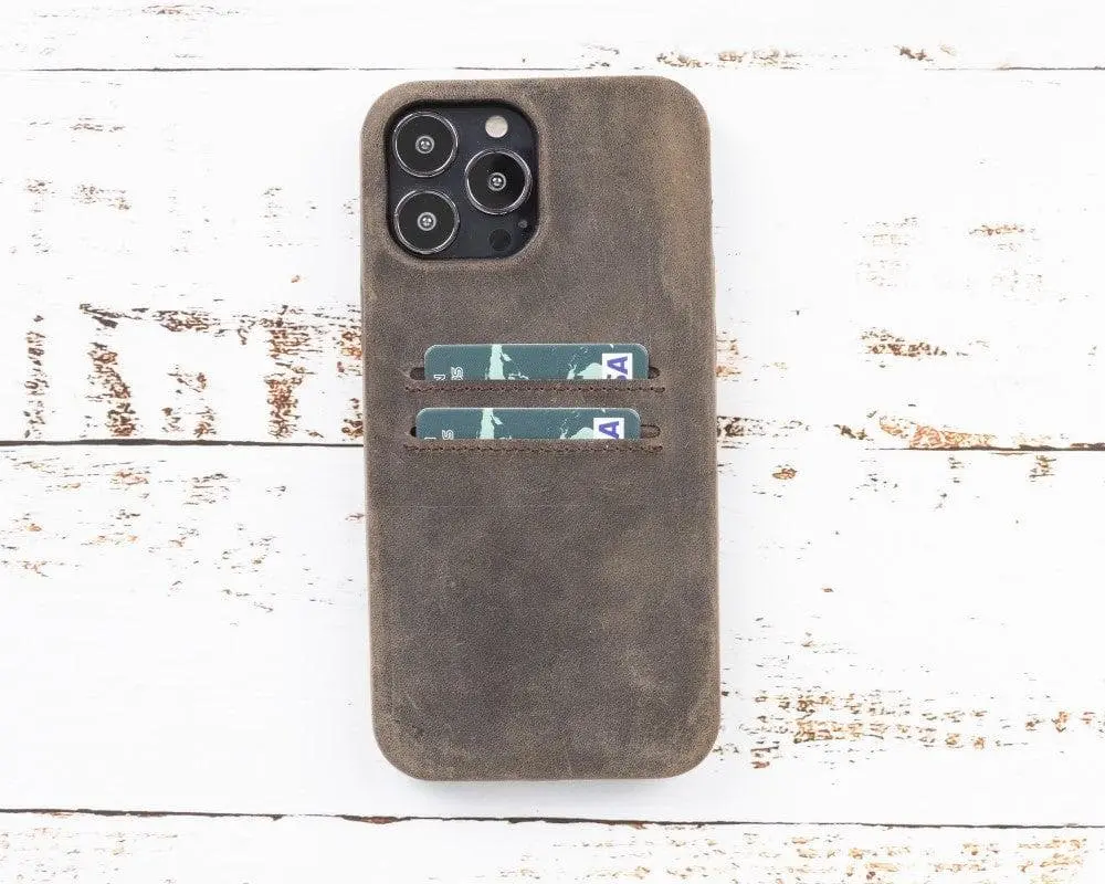 Rock Cover Leather iPhone 13 Case with Card Holder