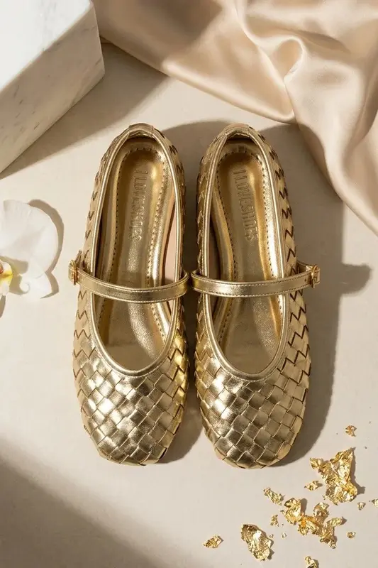 Roselle Gold Parlak Deri Kadın Babet