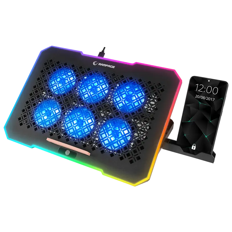 S48 Freez RGB Telefon Tutuculu 15.6 inç Notebook Soğutucu Stand-Siyah