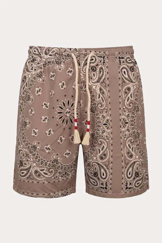 Saint Barth Paisley Desen Beli Lastikli Şort Mayo