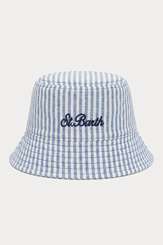Saint Barth Unisex Çocuk Çizgili Logolu Bucket Şapka