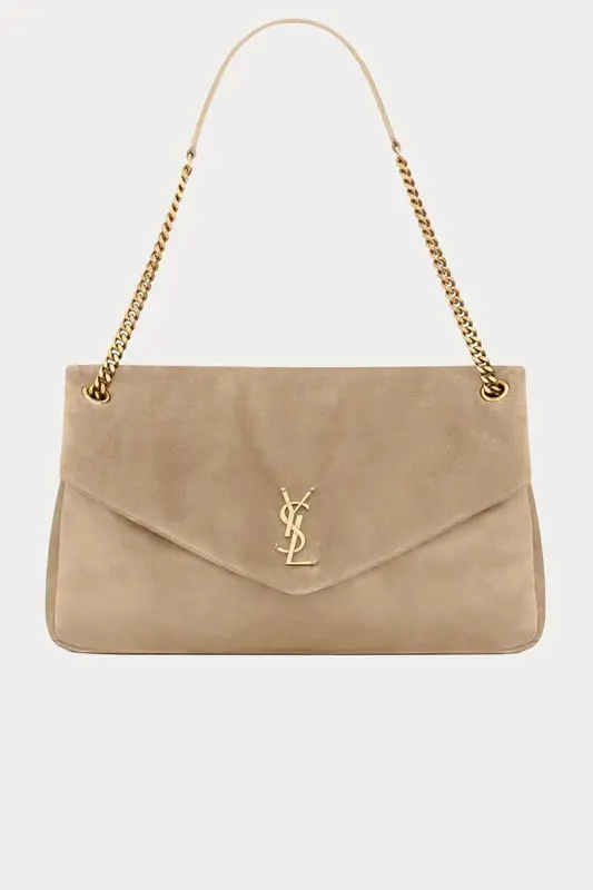 Saint Laurent Logolu Large Süet Omuz Çantası