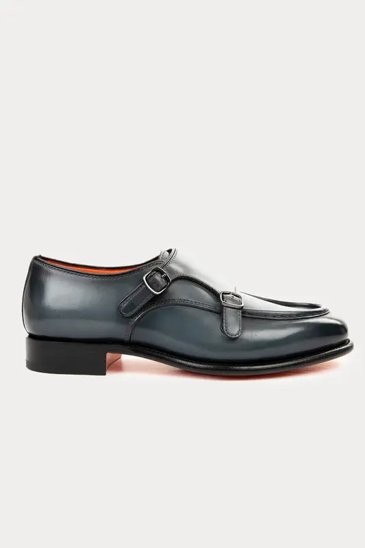 Santoni Goodyear Taban Çift Tokalı Deri Loafer Ayakkabı