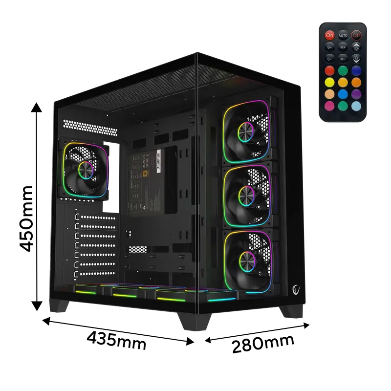 SEALITE - Siyah 850W 80 Plus Bronze ATX/M-ATX 7x12cm ARGB Pwm Fan+Kumanda Oyuncu Kasası