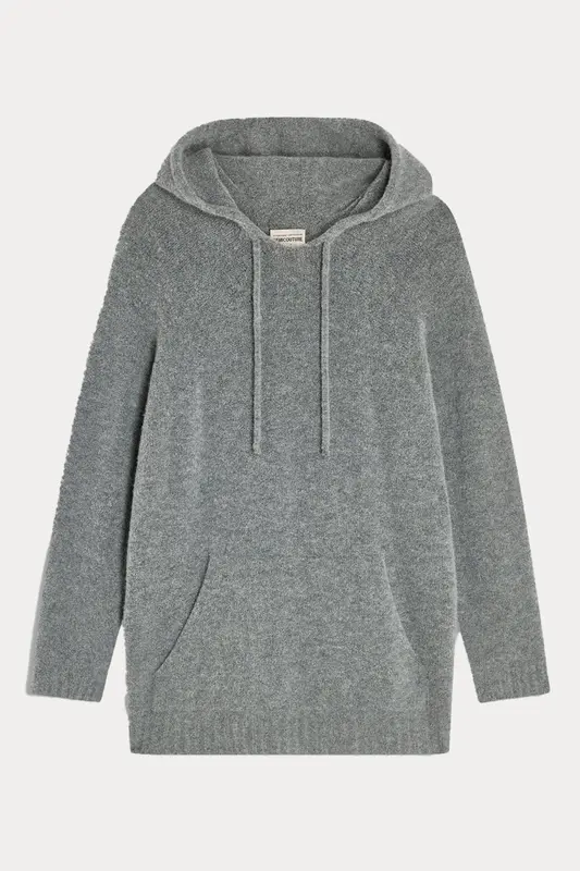 Semicouture Geniş Kesim Kapüşonlu Kaşmir Yün Polar Sweatshirt