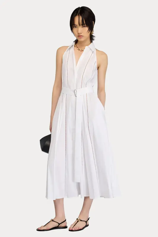 Semicouture Regular Fit Kemerli Midi Poplin Elbise