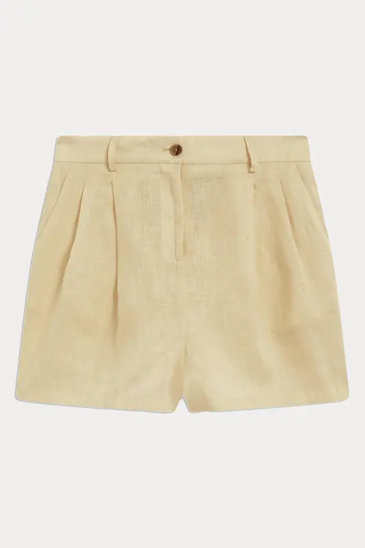 Semicouture Regular Fit Tek Pile Yandan Cepli Keten Şort