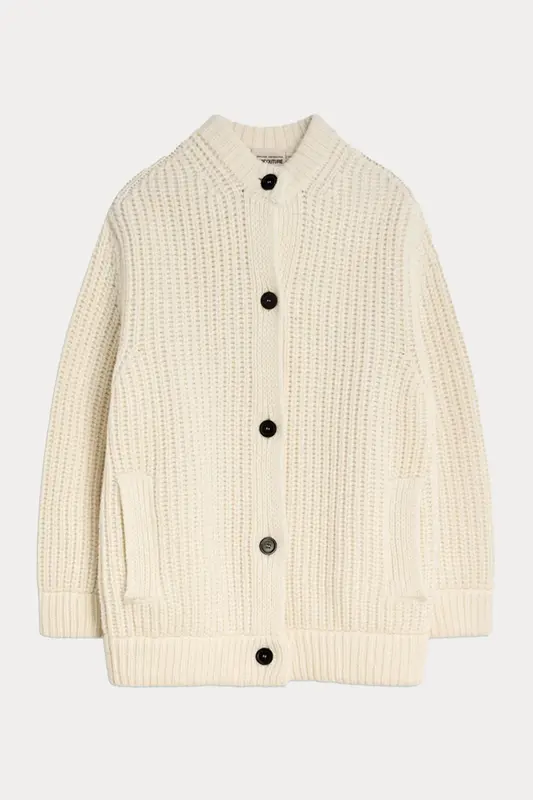 Semicouture Relaxed Fit Dik Yaka Örgü Yün Triko Ceket