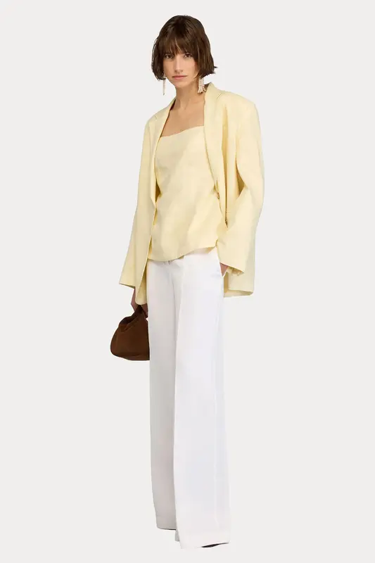 Semicouture Wide Leg Yandan Cepli Keten Pantolon