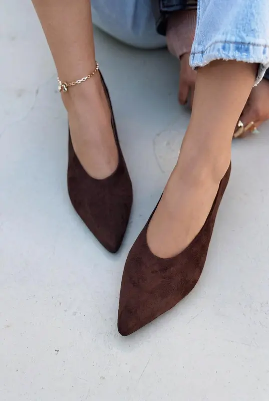 Seranis Acıkahve Hakiki Süet Kadın Stiletto