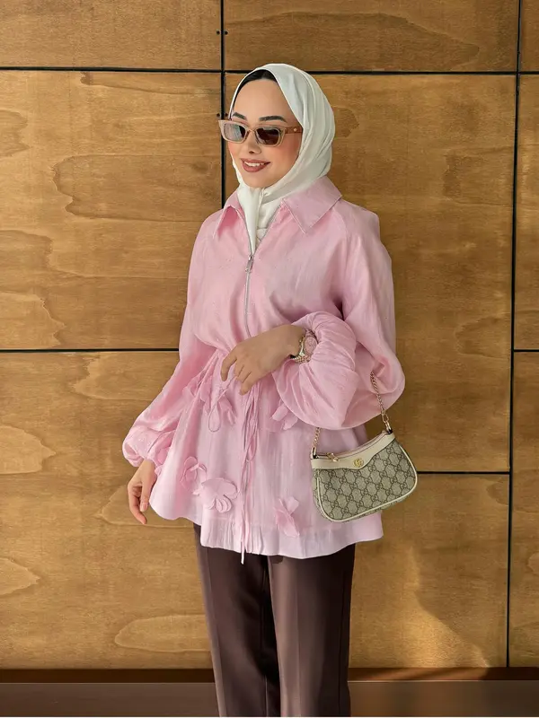 Shine Papatyalı Tunik Pembe