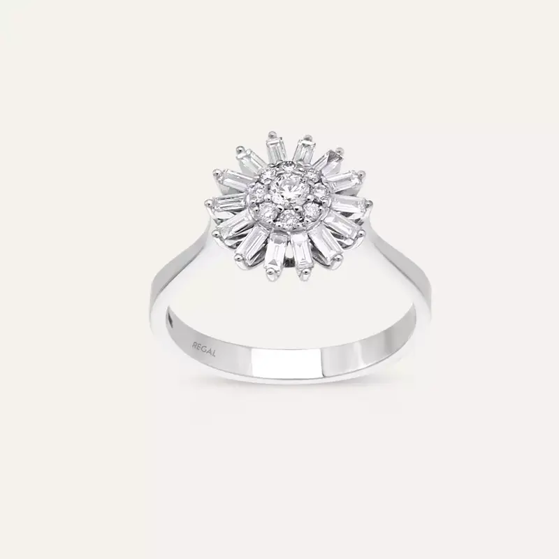 Shiny 0.51 CT Pırlanta Taşlı Beyaz Altın Yüzük