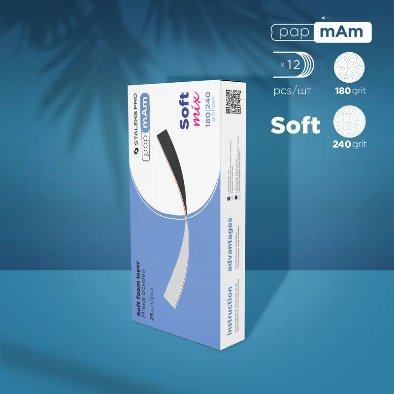 STALEKS EXPERT 20  papmAm mix Düz törpüleme için çift taraflı yumuşak tabanlı değiştirilebilir yedek törpüler, 180/240 grit (25 adet)