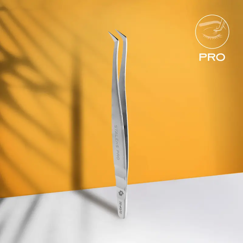 STALEKS EXPERT 40 TYPE 12 Profesyonel kirpik uzatma cımbızı, L şekilli, 65°