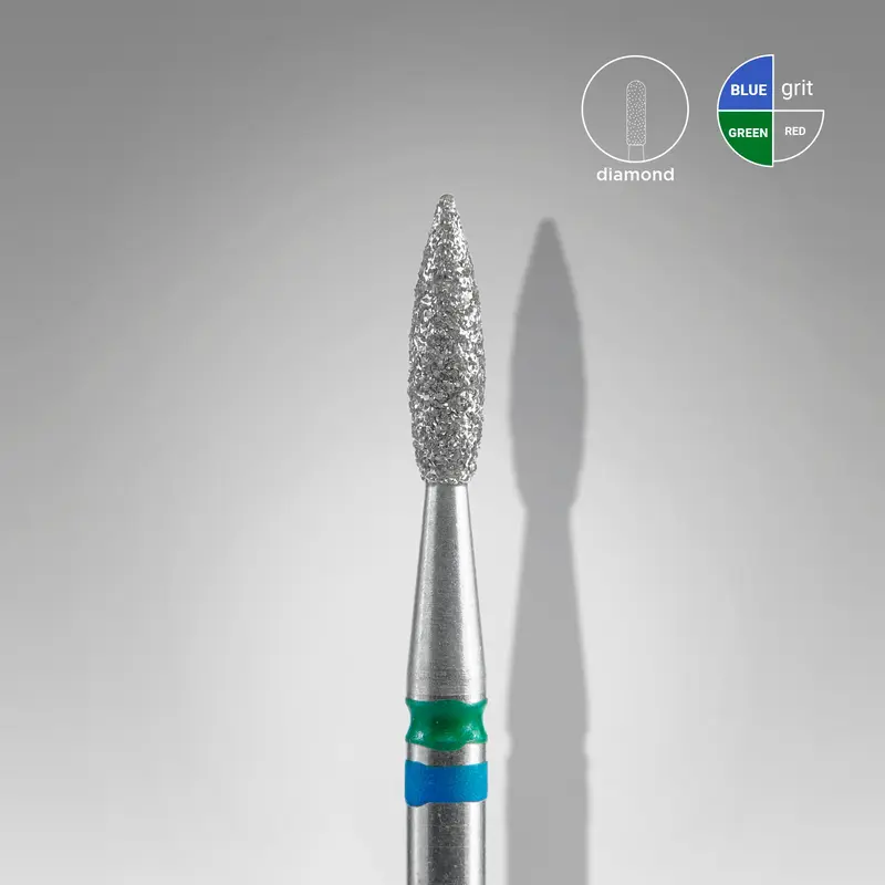 STALEKS EXPERT Elmas freze DUO "alev" mavi-yeşil, çap 2,1 mm, çalışma kısmı 8 mm