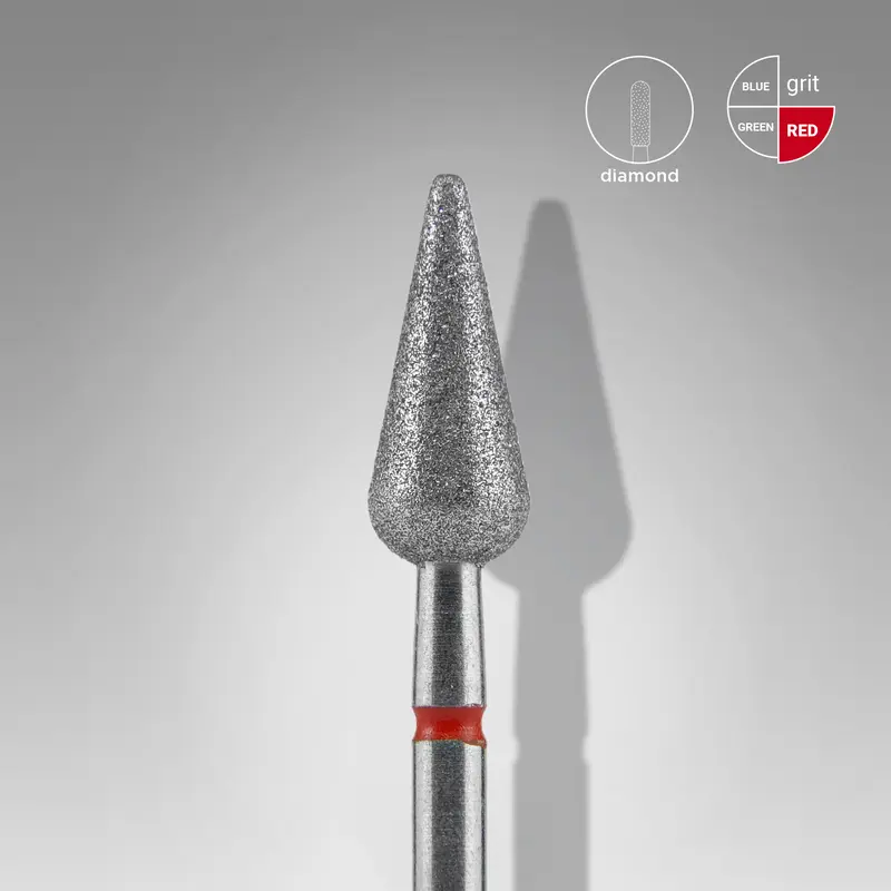 STALEKS EXPERT Elmas freze sivri armut kırmızı, çap 5 mm, çalışma kısmı 12 mm