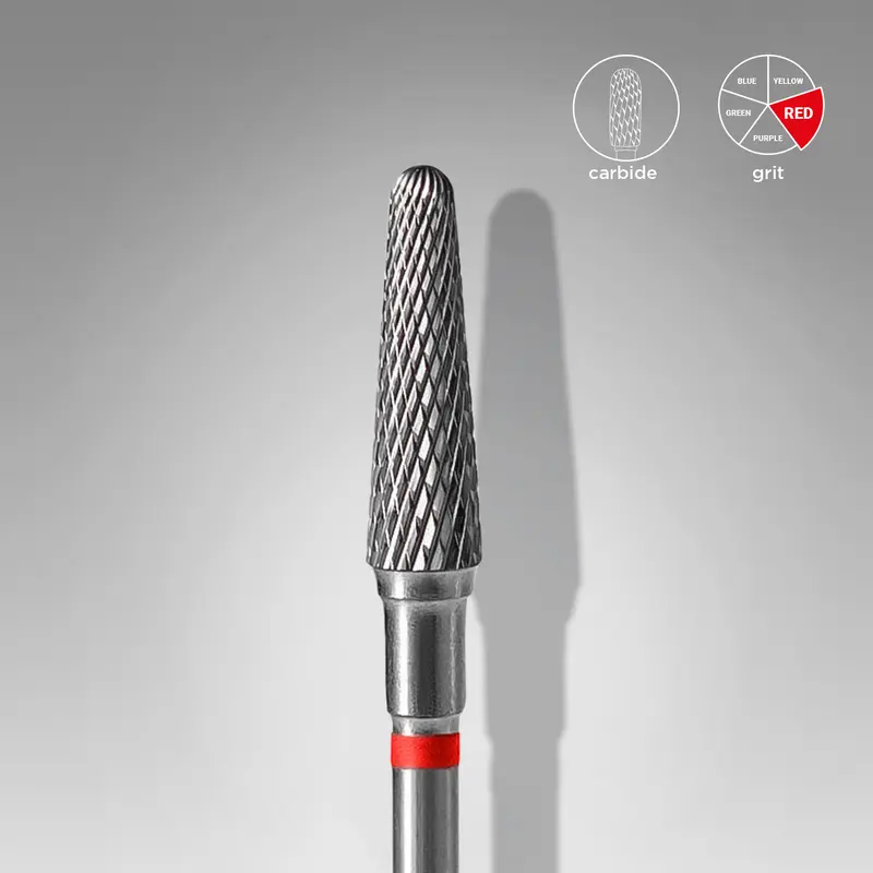 STALEKS EXPERT Sert alaşım kesik koni freze, kırmızı, çap 4 mm, çalışma kısmı 13 mm