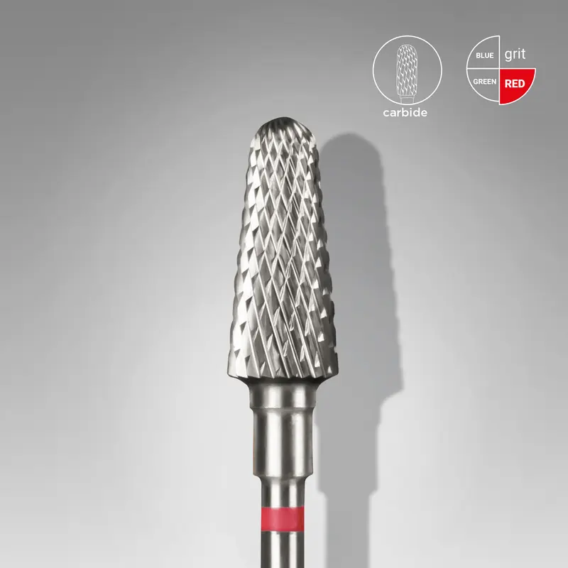 STALEKS EXPERT Sert alaşım kesik koni freze, kırmızı, çap 6 mm, çalışma kısmı 14 mm
