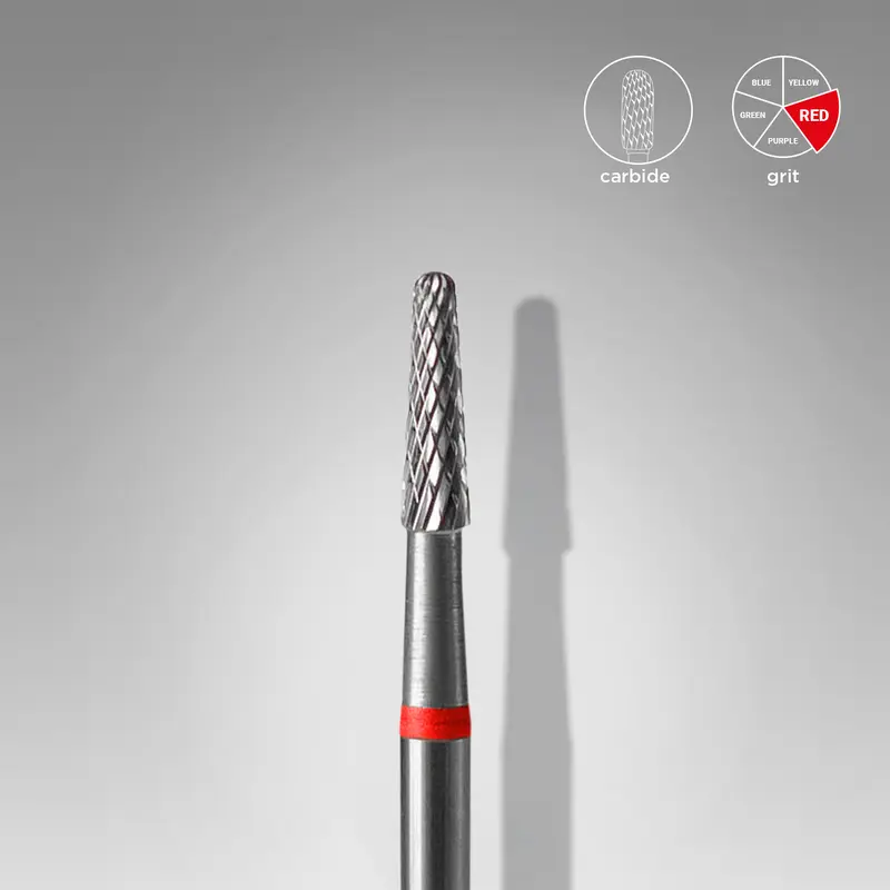 STALEKS EXPERT Sert alaşım koni freze, kırmızı, çap 2,3 mm, çalışma kısmı 8 mm