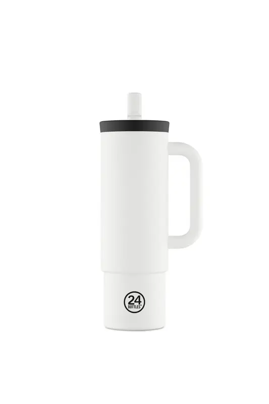 Straw Cup Ice White Pipetli Paslanmaz Çelik Termos 800 ml