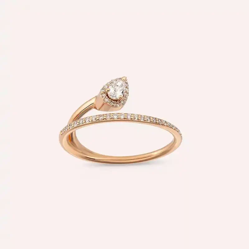 Swirl 0.48 CT Damla Kesim Pırlanta Taşlı Rose Altın Yüzük