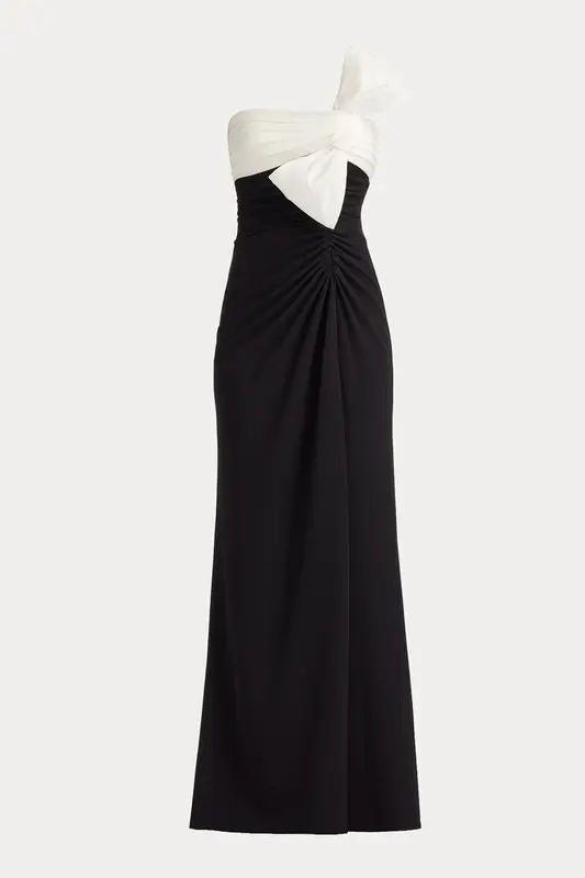 Tadashi Shoji Slim Fit Fiyonklu Straplez Maxi Abiye Elbise