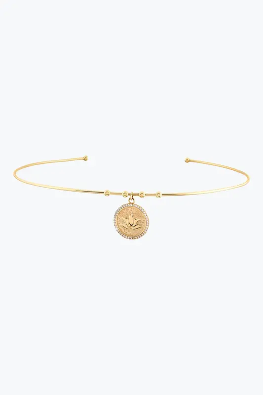 Taşlı Lotus Uç Tel Choker