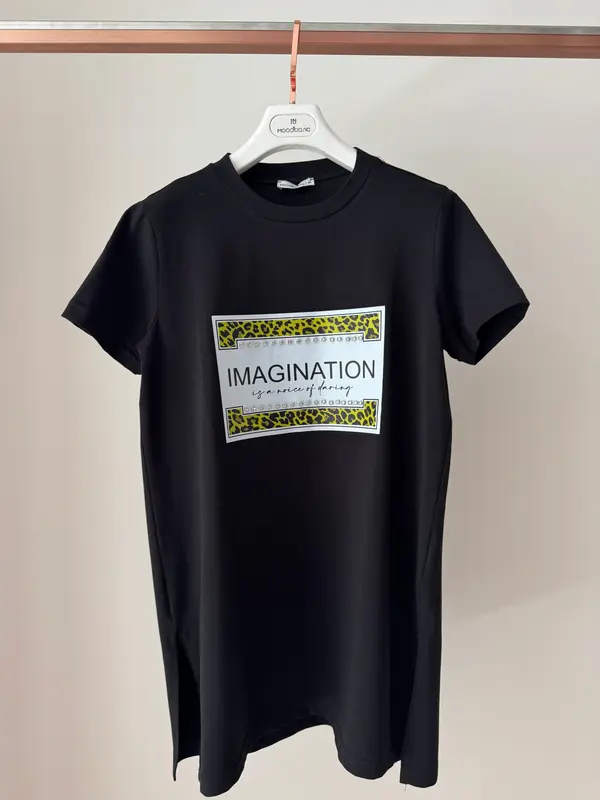TAŞLI BASKILI TSHIRT Siyah