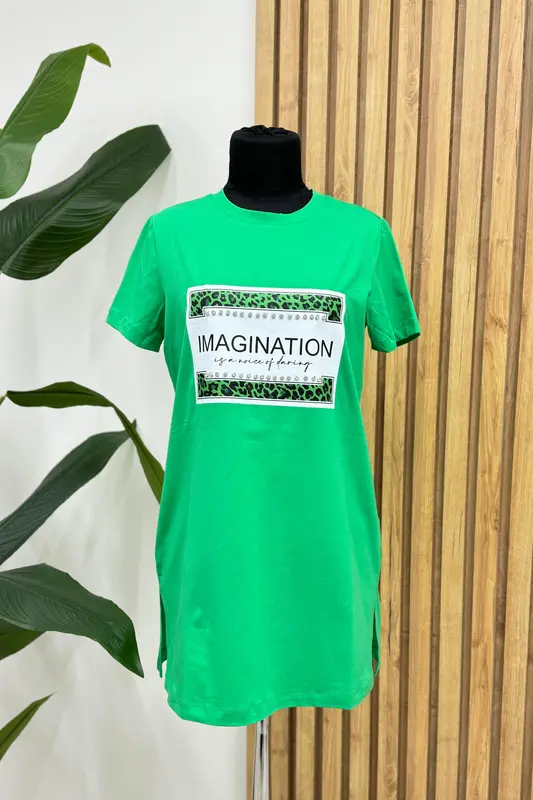 TAŞLI BASKILI TSHIRT Yeşil