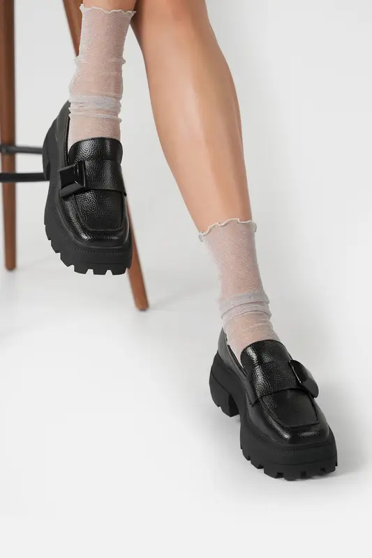 The Geli Combat Kadın Siyah Loafer