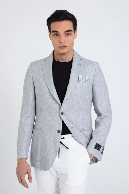 Tombolini Spor Cepli Keten Blazer Ceket