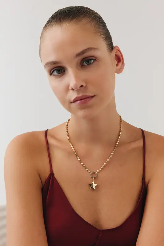 Top Zincir Yıldız Charm Kolye