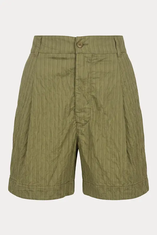 Transit Relaxed Fit Çizgili Tek Pile Şort