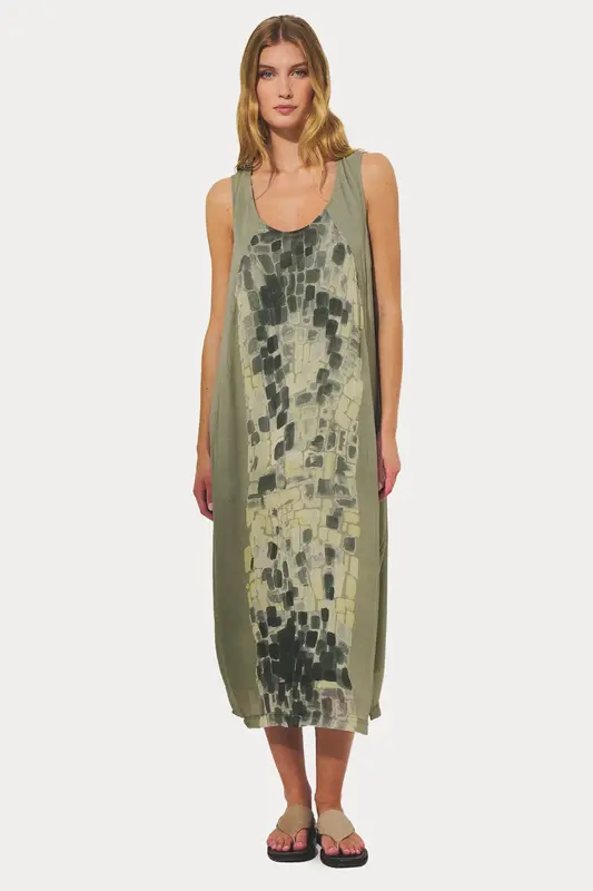 Transit Relaxed Fit Desenli Midi Elbise