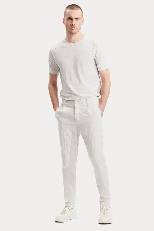 Transit Slim Fit Çizgili Yandan Cepli Pantolon