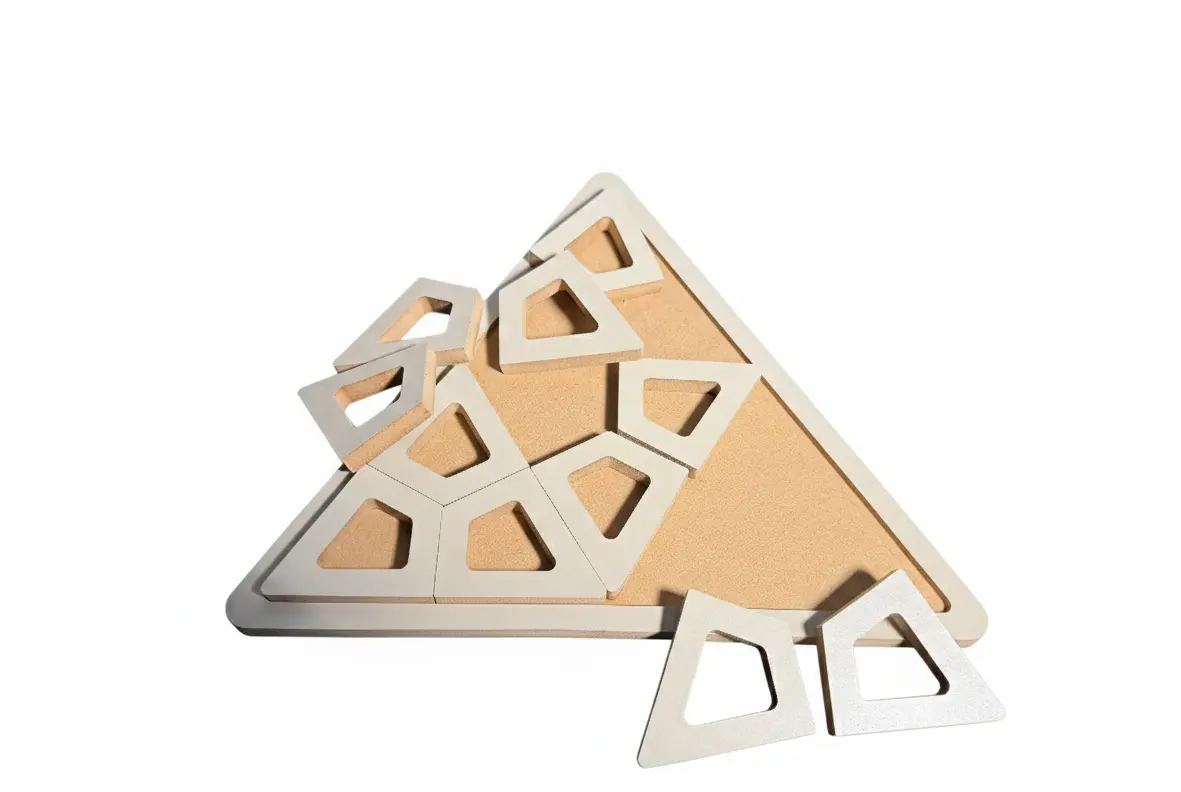 Üçgen Puzzle Gri | MDF Geometrik Ahşap Puzzle | Çocuk ve Yetişkin Eğitici Zeka Oyunu