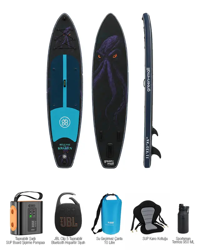 Ultimate Set – Release The Kraken Şişme SUP Board / Paddle Board 330 cm