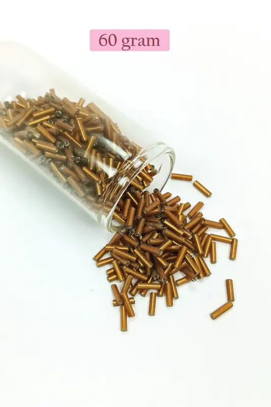 Uzun Boru Kesme Boncuk Çap 2mm Uzunluk 10 mm - 60 Gram - Koyu Altın - BNC265