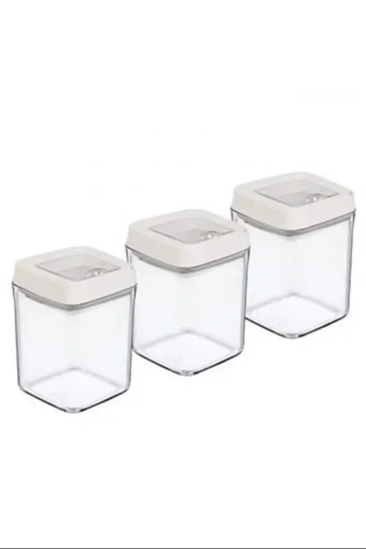 Vakumlu Erzak Kavanozu Kare 3lü Set -OKY-234
