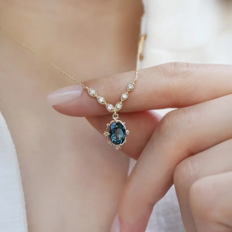 Vintage Aria Pırlanta & London Blue Kolye