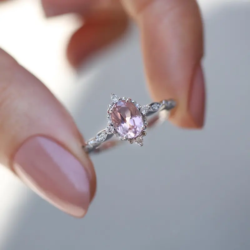 Vintage Mini Selius Morganite & Pırlanta Yüzük