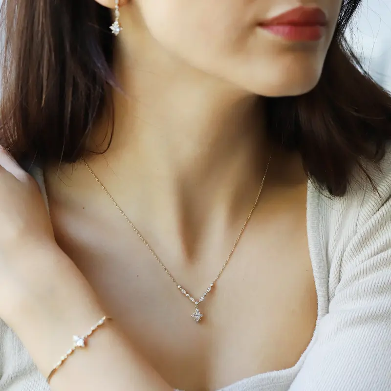 Vintage Özel Tasarım Mini Selius Pırlanta & Beyaz Topaz Set