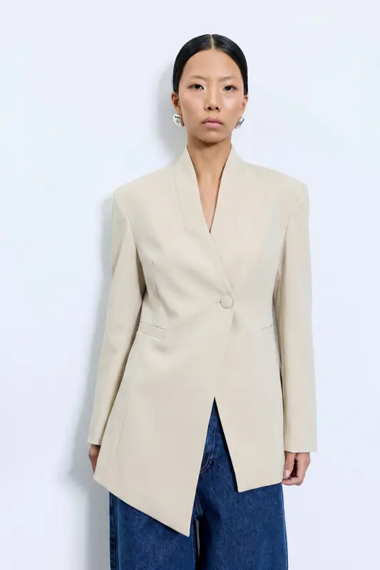 Vizon Asimetrik Kesim Blazer Ceket
