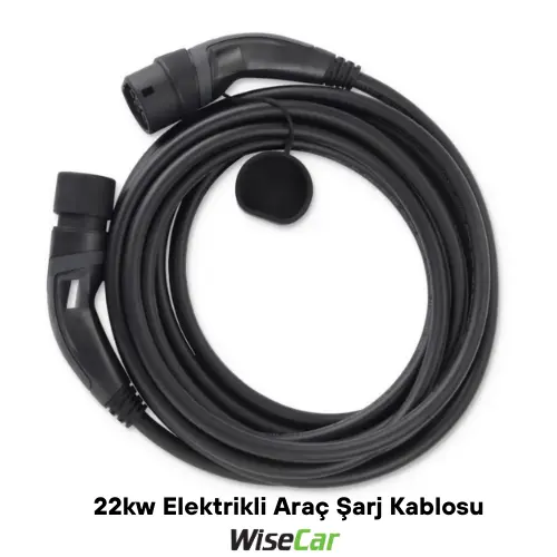 WiseCar 22kW Elektrikli Araç Şarj Kablosu – Bakır | Tip-2 | 32A | Hızlı & Güvenilir Şarj