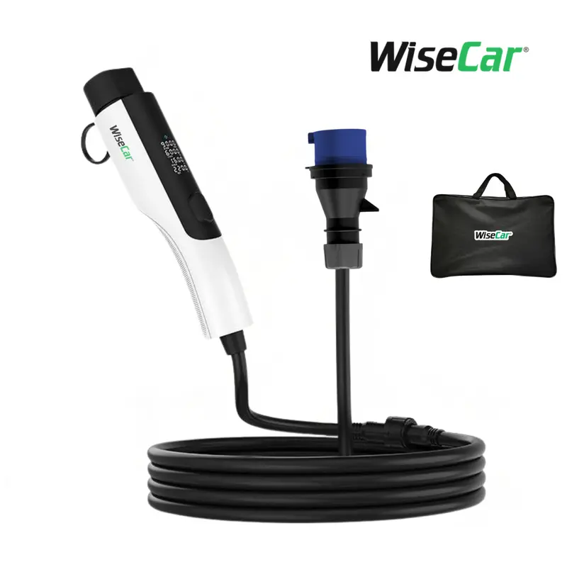 WiseCar WTPe 7.4kW Taşınabilir Elektrikli Araç Şarj Cihazı - 5 Metre Kablo + Taşıma Çantası