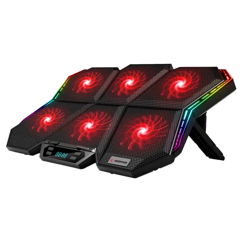 X-GALE - 6 Fanlı RGB LCD Göstergeli 17.3 inç Notebook Soğutucu Stand