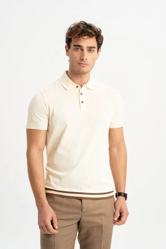 YALOVA Ekru Kısa Kollu Polo Shirt