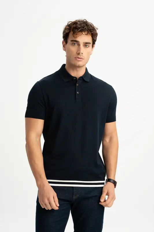 YALOVA Lacivert Kısa Kollu Polo Shirt